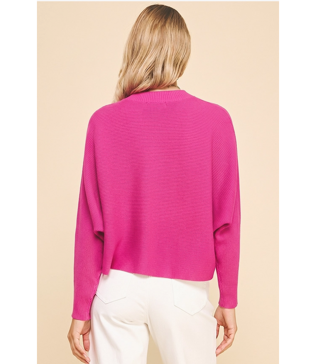 Dolman Sleeves Sweater Top Hot Pink