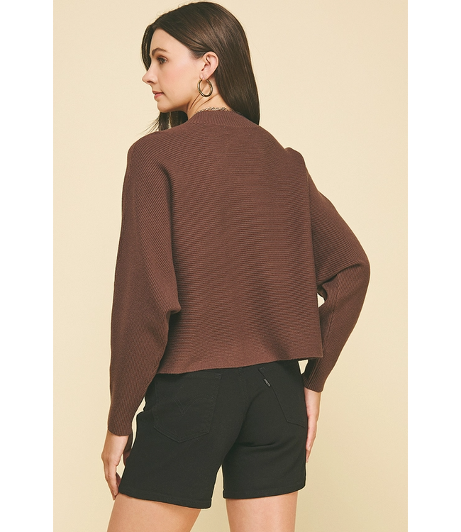 Dolman Sleeves Sweater Top Espresso