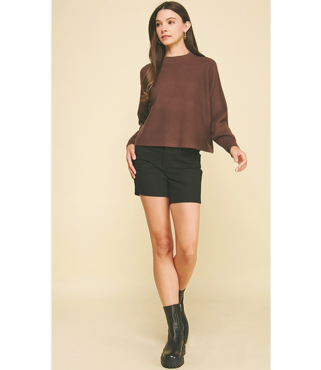 Dolman Sleeves Sweater Top Espresso