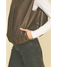 Faux-Leather Bubble Hem Zip Up Vest Brown
