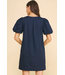 Corduroy Embroidery Mini Dress Blue/Black