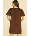 Corduroy Embroidery Mini Dress Chocolate
