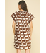Geometric Print Mini Dress Brown