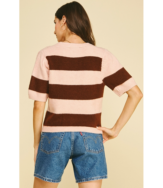 Color Block V-Neck Knit Sweater