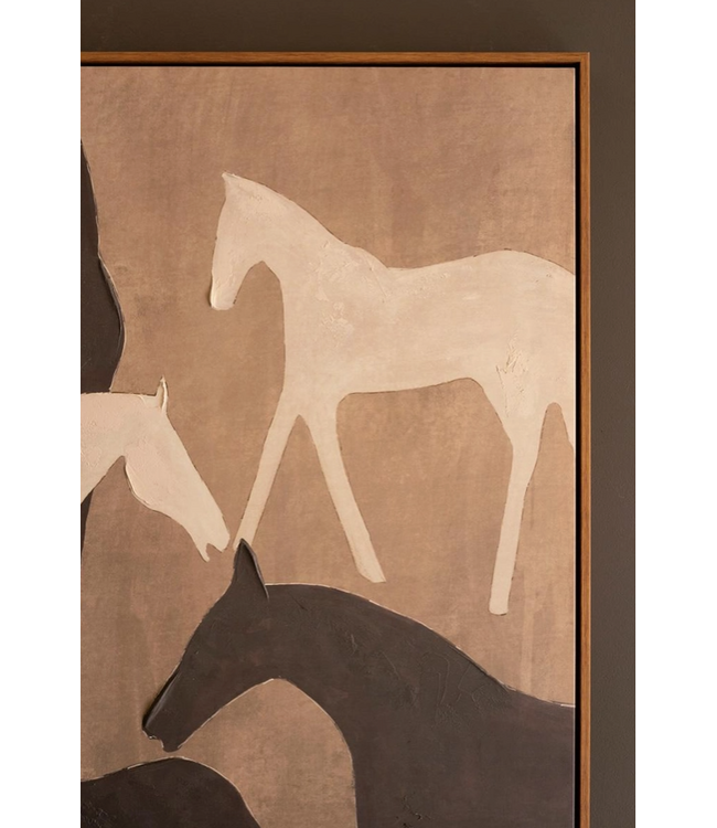 Framed Painting Five Horses 31.5x2x43.5