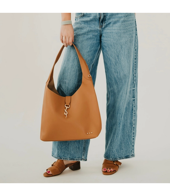 Pretty Simple Haddie Hobo Vegan Leather Tote Brown