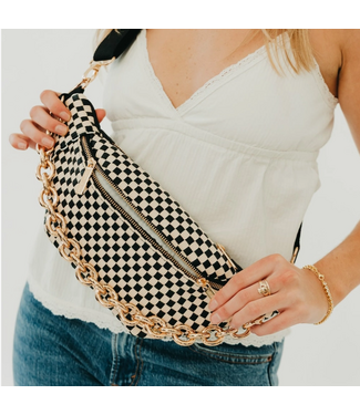 Pretty Simple Woven Susie Sidekick Bum Bag Checkered Black
