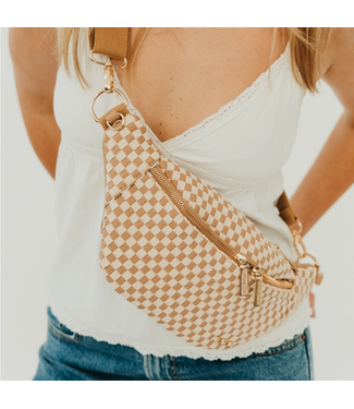Pretty Simple Woven Susie Sidekick Bum Bag Checkered Tan