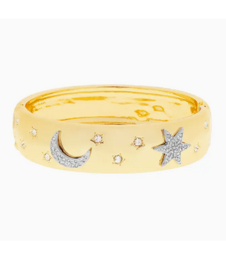 Crystalized Moon and Stars Bangle Gold