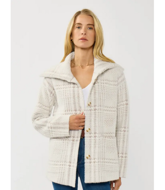 Plaid Button-Up Sweater Jacket