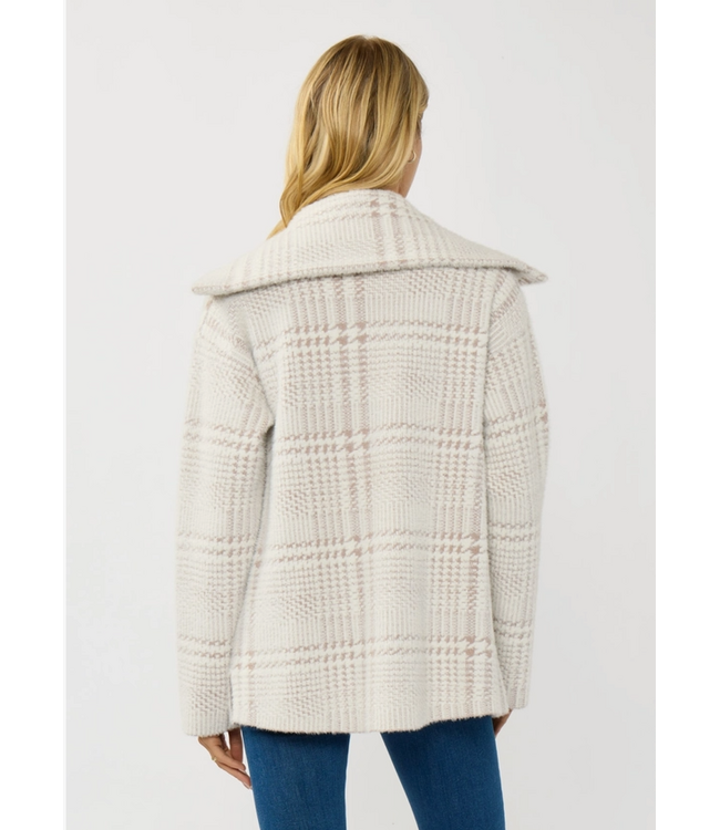 Plaid Button-Up Sweater Jacket