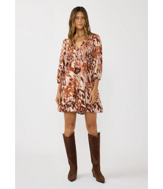 V-Neck Smocked Top Mini Dress Nude