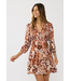 V-Neck Smocked Top Mini Dress Nude