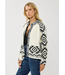Tribal Pattern Textured Knit Sweater Jacket