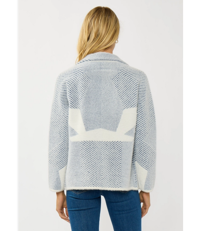Double Breasted Sweater Jacket Dusty Blue