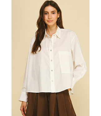 Oversized Front Pocket Shirt White