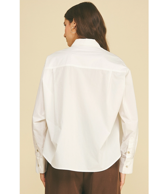 Oversized Front Pocket Shirt White