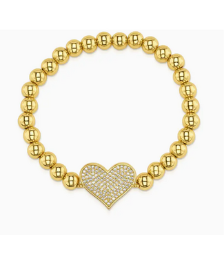 Cz Heart Stretch Bracelet, Gold