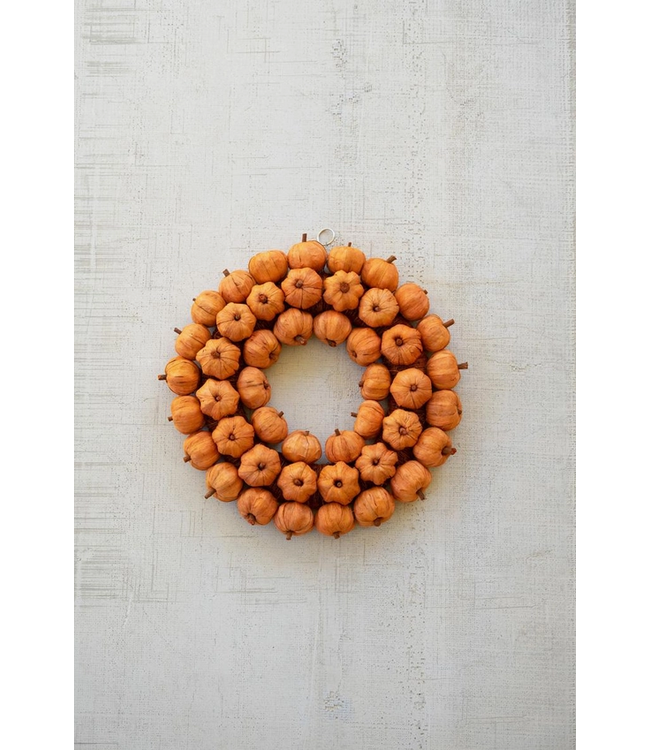 Orange Faux Pumpkin Wreath