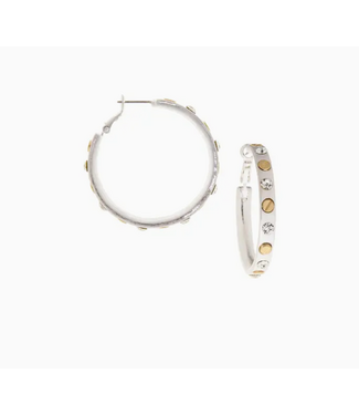 Nailhead Gemstone Hoop Silver-Gold