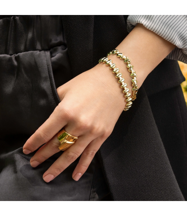 Metal Bean Bracelet Gold