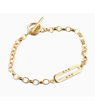 Tri-Pave Toggle Bracelet Gold