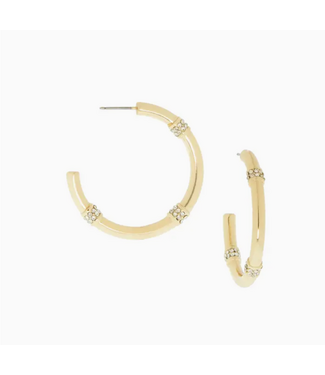 Bamboo Hoop with Crystals Gold Clear