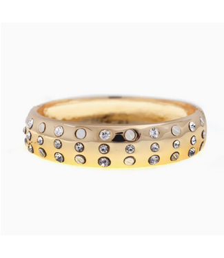 Wide Pave Nailhead Statement Bangle Gold