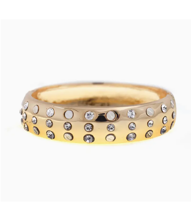 Wide Pave Nailhead Statement Bangle Gold
