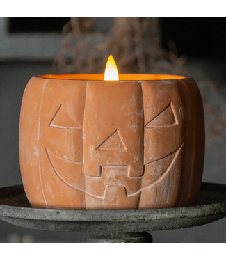 3.75" Orange Jack-O-Lantern 3D Flame Candle