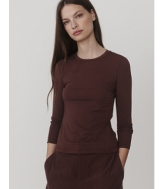 Varley Edna Long Sleeve Fitted Tee Deep Mahogany