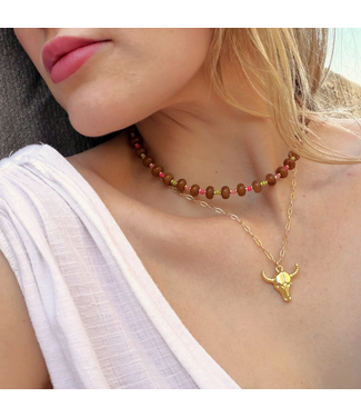 Saddle Stone Candy Necklace Darker Brown