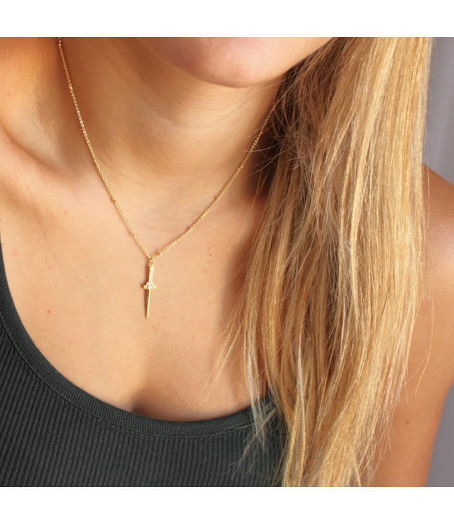 Gold Pendant Necklace Mika 18" Sword