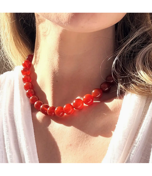 Wren Design Nia Chunky Carnelian Beaded Necklace 16in