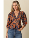 Eden Floral Peplum Blouse Rust