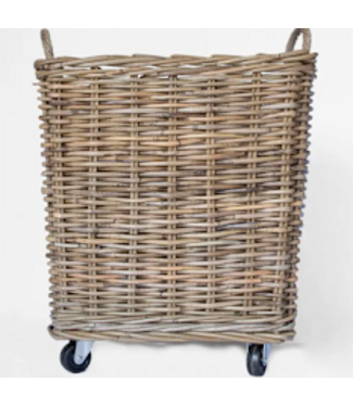 Rattan Square Kubu Grey Baskets On Wheels XL