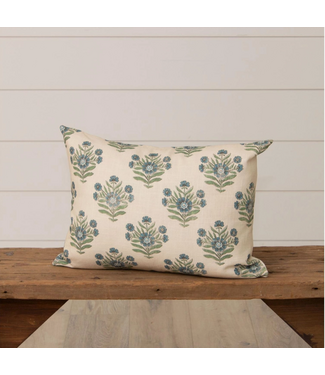 Lumbar Pillow - Blue Block Print Silhouette