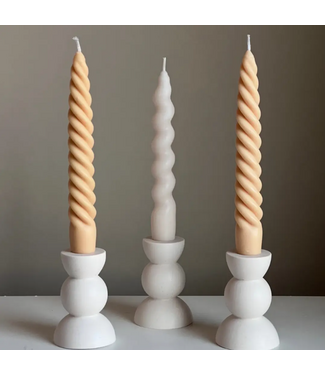 Round Jesmonite Candlestick Holder Cream