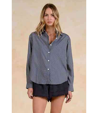 Elan Open Back Button Down Blue Stripe