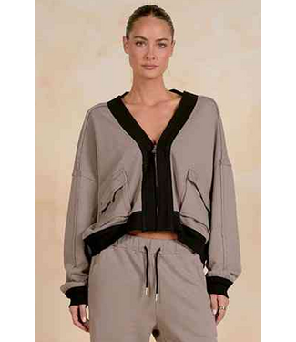 Elan Front Pkt Jacket Taupe Black