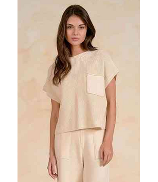 Elan Cap Sleeve Crew Neck Sweater Oatmeal
