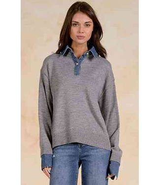 Elan Sweater Collared Denim Grey