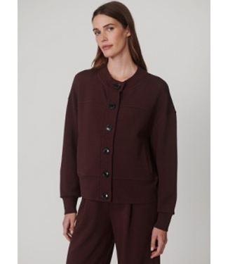 Varley Olwen Button Front Sweater Deep Mahogany