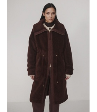 Varley Bennet Long Sherpa Coat Dark Chestnut