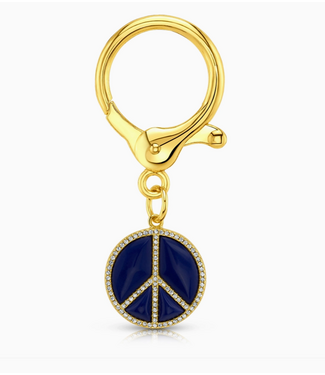 Jen Hansen Demi-Fine Peace Sign Bag Charm, Gold Lapis