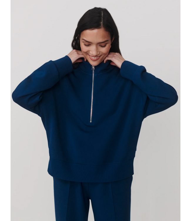 Varley Mavis Mock Neck Sweat Sea Blue