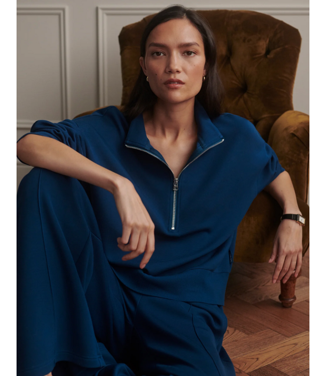 Varley Mavis Mock Neck Sweat Sea Blue