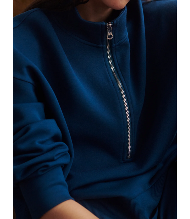 Varley Mavis Mock Neck Sweat Sea Blue
