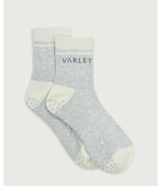 Varley Grayson Half Crew Grip Sock Light Grey Marl