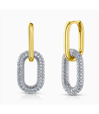Jen Hansen Demi-Fine Dual Tone Pave Paperclip Earring Gold